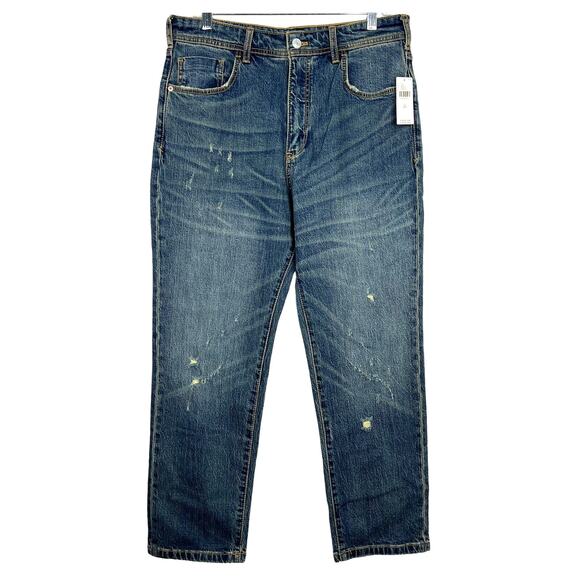 Anthropologie NWT Pilcro The Borrowed Denim Blue Jeans Distressed Grunge Size 29 - Picture 2 of 16